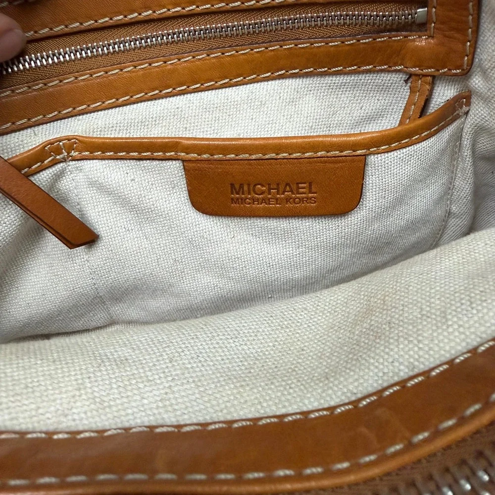 Michael Michael Kors Tan Leather Buckle Satchel Bag